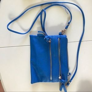 Blue Shoulder Bag with Gold Zipper Detail